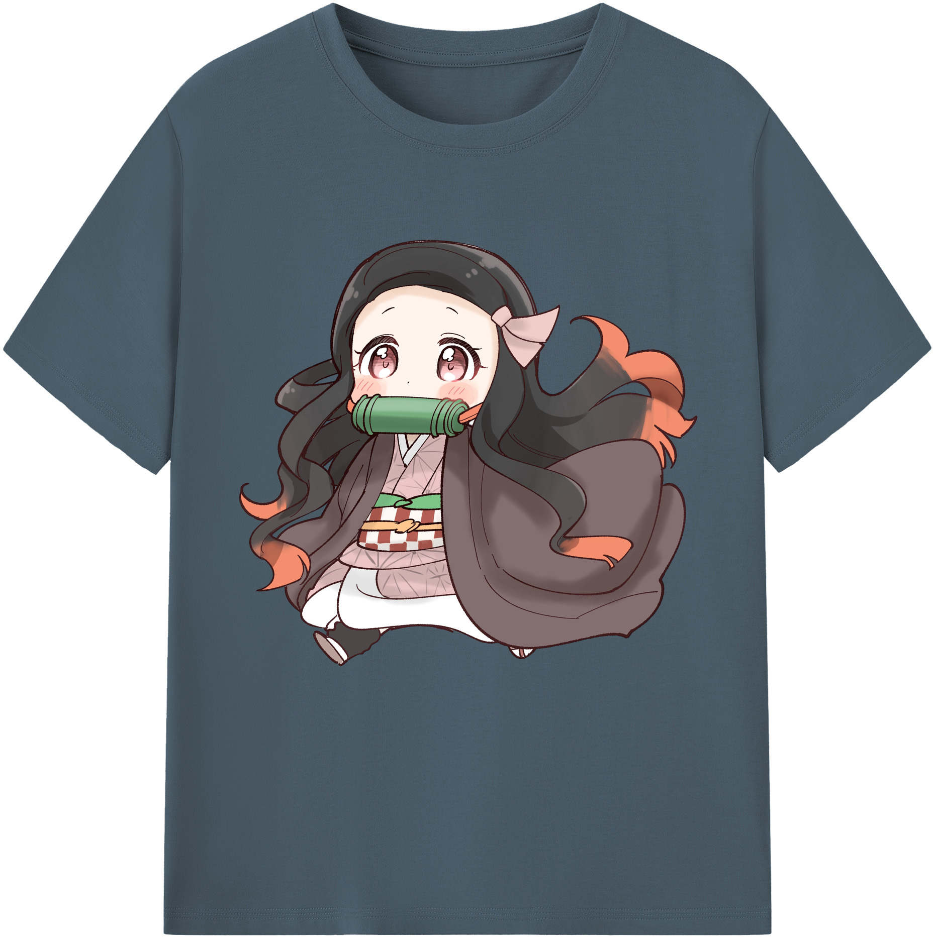 （画像用） 鬼滅の刃（きめつのやいば）竈門 禰󠄀豆子／かまど ねずこ Kamado Nezuko 綿100％半袖Tシャツ（フロントプリント）